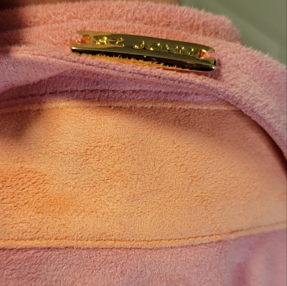 VTG St John Sport by Marie Faux Suede Button Jacket Gold Hardware Pink Orange - Picture 8 of 12